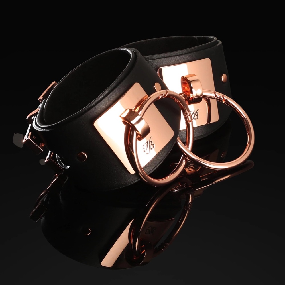 Honey Birdette Equestrian Cuffs Leather & Rose Gold